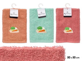 KINVARA Lot de 24 torchons motifs légumes 50x50cm