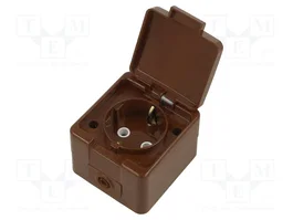 ABEX Socle d'alimentation AC Schuko marron 16A 250V AC