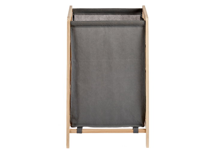 Kipit Cesto Ropero Gris 33x60x39.5 cm Bois et Tissu Coton Lin (Set de 12)