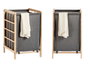 Kipit Cesto Ropero Gris 33x60x39.5 cm Bois et Tissu Coton Lin (Set de 12)