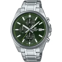 Casio EFV-610D-3CVUEF Montre bracelet en acier inoxydable 48.6mm, verre minéral, chronographe 1/10s, étanche 10 bars, vert