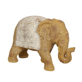 Figurine Décorative Romimex Beige Naturel Eléphant Rotin