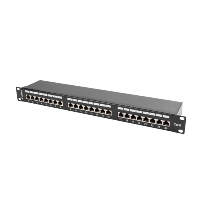 Lanberg PPS6-1024-B Patch Panel 24 Ports RJ-45 Cat6 Noir 1U Métal