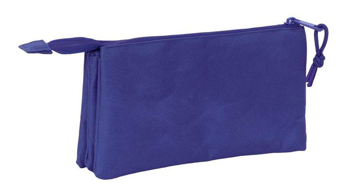 Safta Portatodo Triple Atco. De Madrid Teen Dark Blue - Porte-tout 3 compartiments, couleur bleu foncé, dimensions 22x12x3 cm
