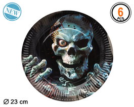 Accessoire Halloween Assiette en Carton Design Crâne 23 cm