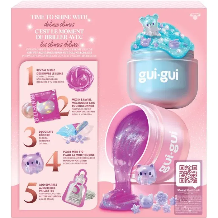 Moose Toys - Pack Deluxe Slime Gui-Gui, jeu créatif pour enfants dès 6 ans, coffret avec 2 slimes, paillettes, perles et figurines