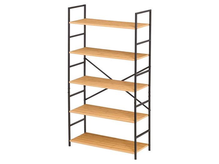 GIFTDECOR Étagère à 5 étagères Noir-Bambou