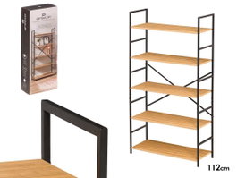 GIFTDECOR Étagère à 5 étagères Noir-Bambou