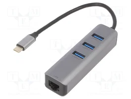 AKYGA Hub USB avec RJ45, 3x USB-A et USB-C, USB 3.1 Gen 1, Noir
