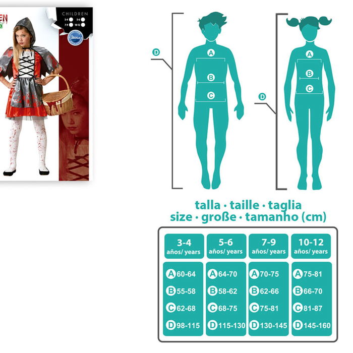 Déguisement Petit Chaperon Rouge avec Taches pour Fille 5-6 Ans - Version Sanguinaire - Polyester - Halloween 2023