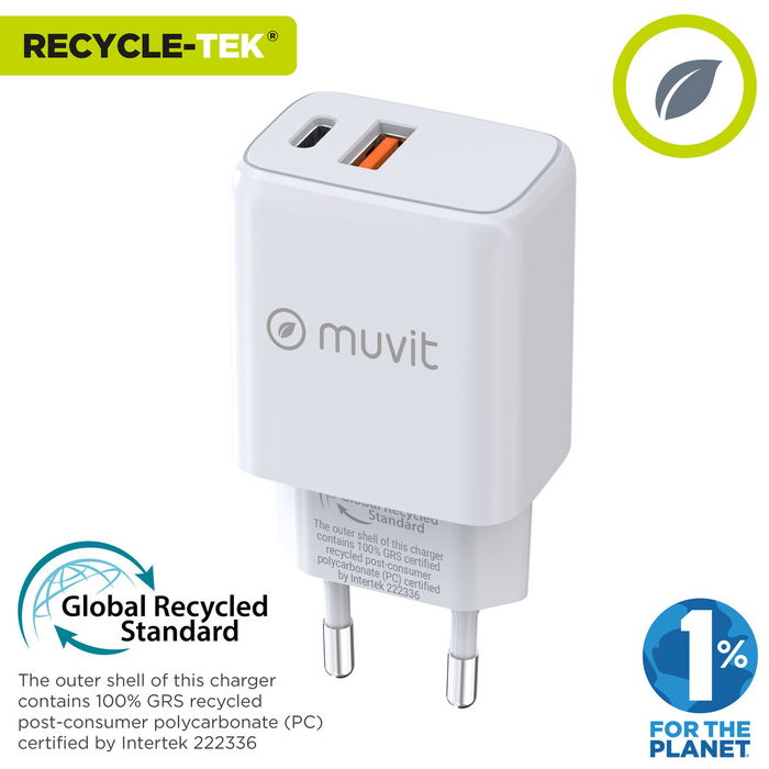 Chargeur mural Muvit for Change MC-215 Blanc 18 W 25 W
