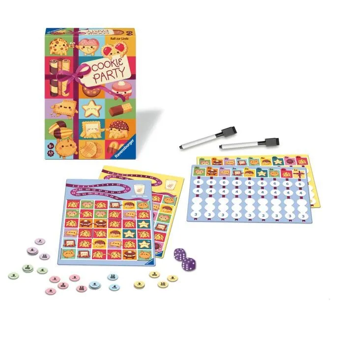 Ravensburger - Cookie Party - Jeu de dés et de stratégie familial - Roll & Write sur le thème des biscuits