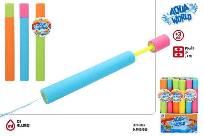 Color Baby - Lanzador Agua Espuma - Lance à eau et mousse pour le bain - 5x40 cm - 24 pièces - 3 modèles assortis (ROSA/NARANJA/AMARILLO)