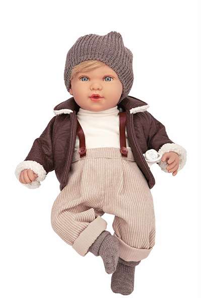 Muñecas Arias Poupée Iria Élégance 45 cm, Marron, avec Mécanisme 14 Sons (Magnétique et Try Me), Fonctionne sur Piles LR44 Incluses