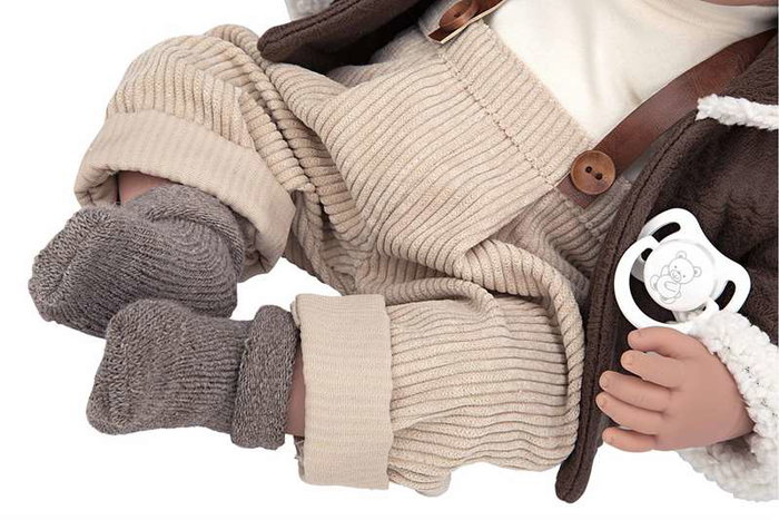 Muñecas Arias Poupée Iria Élégance 45 cm, Marron, avec Mécanisme 14 Sons (Magnétique et Try Me), Fonctionne sur Piles LR44 Incluses