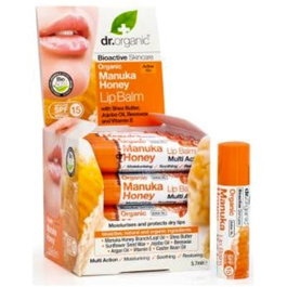 Dr. Organic Baume à Lèvres Miel de Manuka 5,7 ml - Soin Hydratant et Protecteur SPF 15