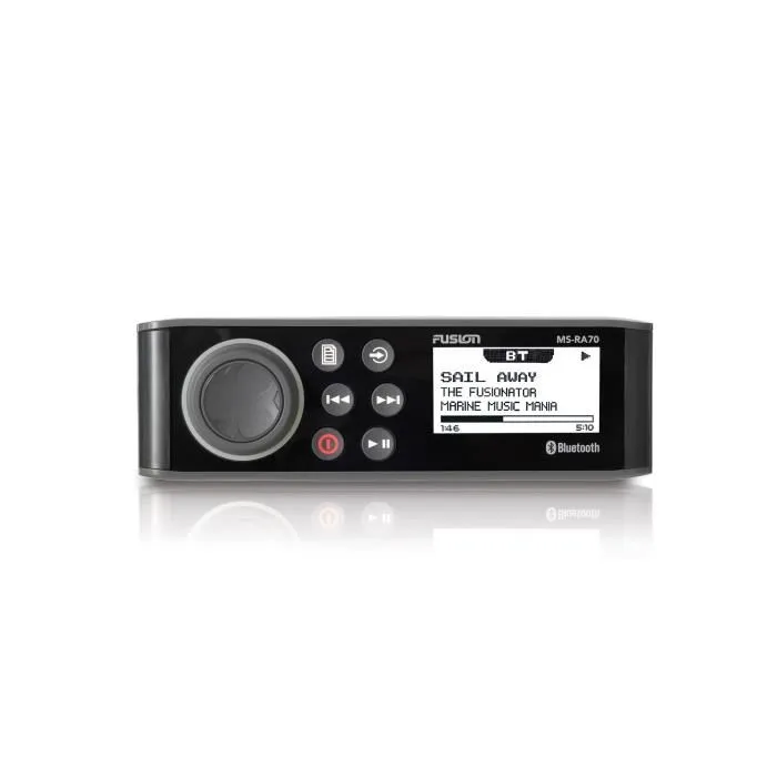 Fusion MS-RA70 - Autoradio Marine Étanche avec Bluetooth A2DP, Radio DAB, USB MP3, Compatible Apple iAP2 et Android AOA, Contrôle Multi-Zone