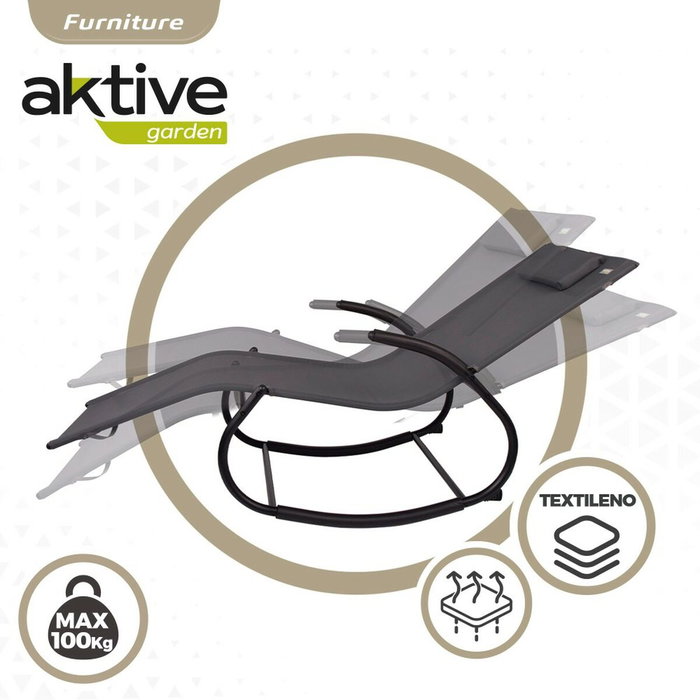 Chaise longue Aktive Noir Acier Textilène 172 x 53 x 75 cm