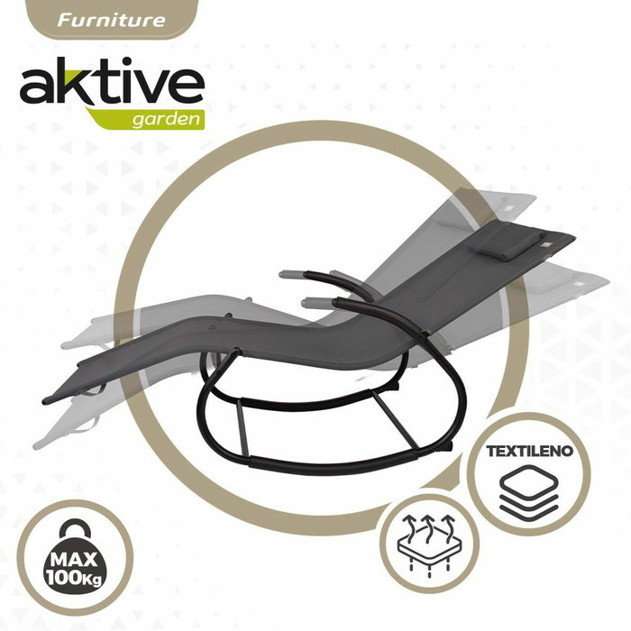 Chaise longue Aktive Noir Acier Textilène 172 x 53 x 75 cm