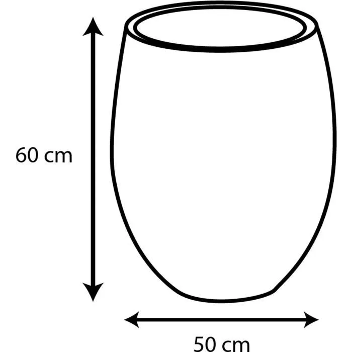EDA Bac Graphit Ø 50cm - Pot de fleurs rond anthracite, 53 L (Ø 50 x H. 53 cm)