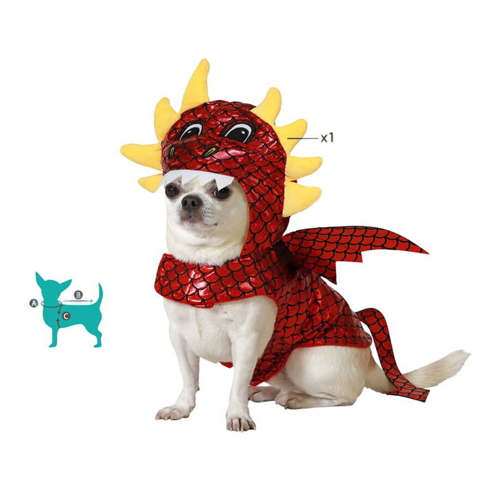 BigBuy Pets Déguisement pour Chien Dragon Rouge Taille L