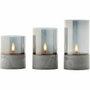 Brilliant Lot de 3 Lampes à Poser LED Bougie, Gris et Verre Fumé, 2500K