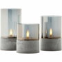 Brilliant Lot de 3 Lampes à Poser LED Bougie, Gris et Verre Fumé, 2500K