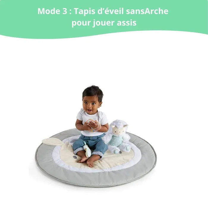 Ingenuity Tapis d'éveil bébé évolutif Petit Mouton avec arche de jeu amovible, 5 jouets sensoriels, peluche mouton, cadeau