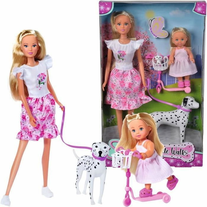 Simba Dickie Group Steffi Love et Evi Love avec dalmatiens et trottinette Simba Dickie Group Steffi Love et Evi Love avec dalmatiens et trottinette
