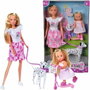 Simba Dickie Group Steffi Love et Evi Love avec dalmatiens et trottinette