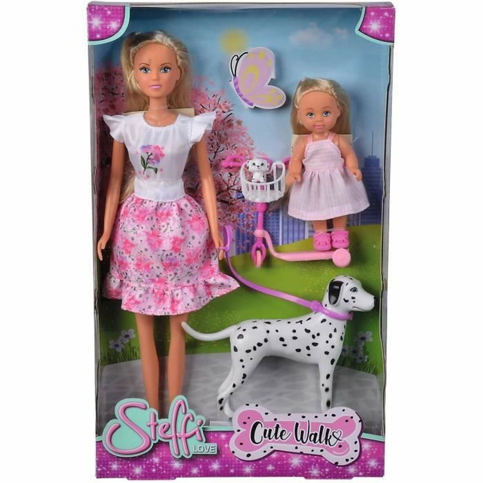 Simba Dickie Group Steffi Love et Evi Love avec dalmatiens et trottinette Simba Dickie Group Steffi Love et Evi Love avec dalmatiens et trottinette