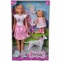 Simba Dickie Group Steffi Love et Evi Love avec dalmatiens et trottinette