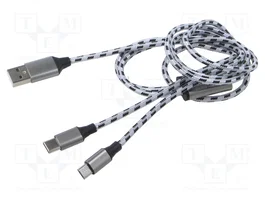 LOGILINK Câble USB 2.0 High Speed, 1,2m, blanc, textile