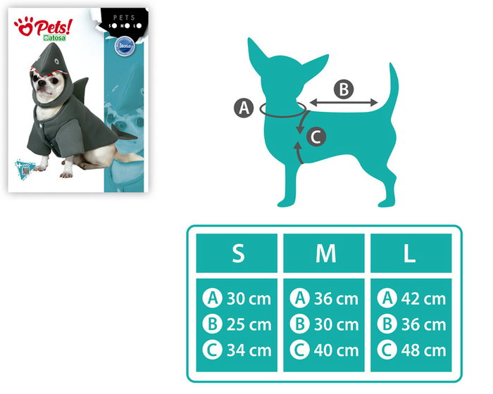Tiburon M Déguisement pour Chien Costume de Requin Gris - Taille M - 100% Polyester Tiburon M Déguisement pour Chien Costume de Requin Gris - Taille M - 100% Polyester