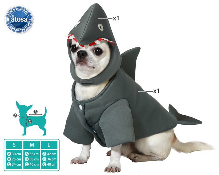 Tiburon M Déguisement pour Chien Costume de Requin Gris - Taille M - 100% Polyester Tiburon M Déguisement pour Chien Costume de Requin Gris - Taille M - 100% Polyester