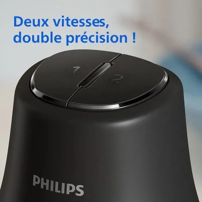 Philips HR1502/00 Hachoir Electrique Série 3000 Noir, 2 Litres, 500W avec Technologie PowerChop pour Hachage Rapide