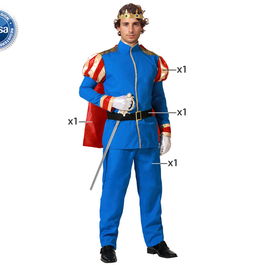 Costume Prince Charmant Bleu avec Cape pour Homme Adulte Taille M à L - Détails Polyester, Nouveauté 2023