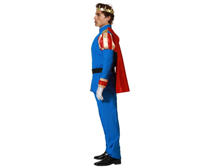 Déguisement Prince Charmant Homme Adulte avec Cape, Taille M-L, Composition Polyester, Thème Contes de Fées, Couleur Bleu