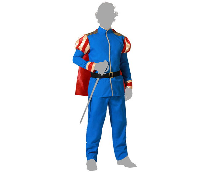 Déguisement Prince Charmant Homme Adulte avec Cape, Taille M-L, Composition Polyester, Thème Contes de Fées, Couleur Bleu