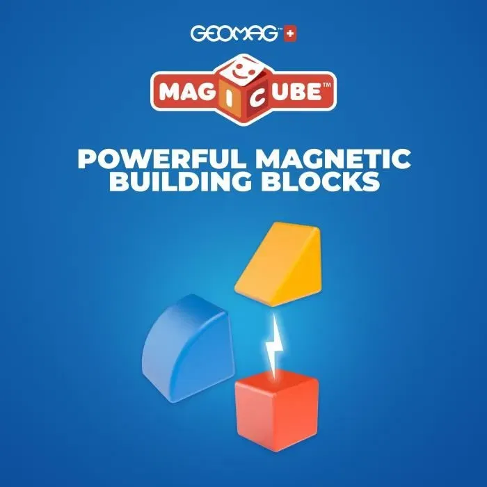 Geomag Magicube 208 - Jeu de construction magnétique - 9 cubes recyclés pour enfants 1-5 ans - Formes et animaux variés