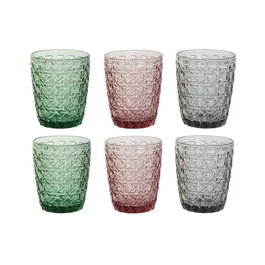 Set de Verres DKD Home Decor Vert Gris Rose Verre Avec relief 240 ml (6 Unités)