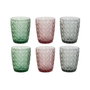 Set de Verres DKD Home Decor Vert Gris Rose Verre Avec relief 240 ml (6 Unités)