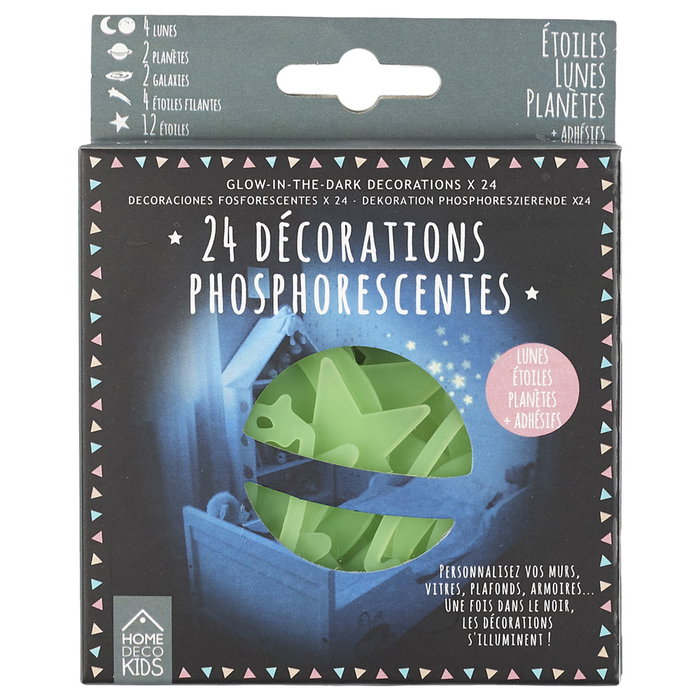 Home Deco Kids Lot de 24 autocollants phosphorescents assortis