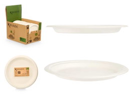 Kinvara Lot de 6 assiettes plates biodégradables en papier blanc 22,5 x 2,5 cm (Set de 64)
