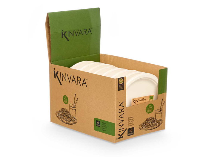 KINVARA Set de 6 assiettes plates biodégradables Blanco KINVARA Set de 6 assiettes plates biodégradables Blanco