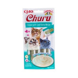 Churu VET Receta De Pollo Con Cangrejo Lot de 4 sticks 14g chacun Friandises pour chats