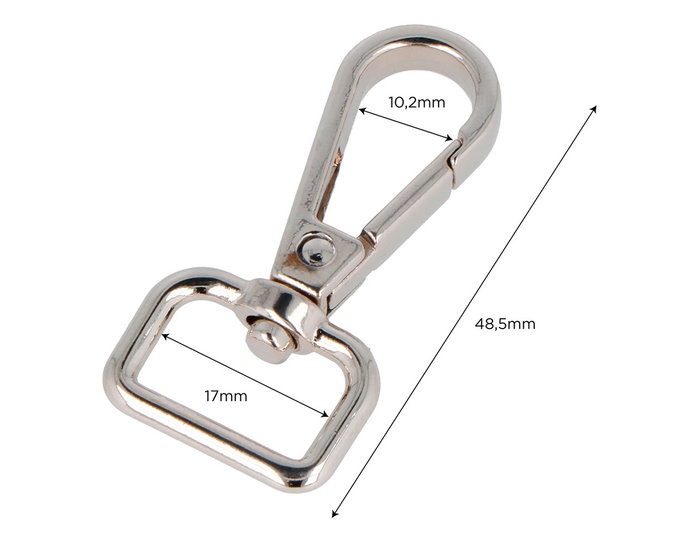 Innspiro Mosqueton avec anneau rectangulaire Zamak Nickel 17 mm, 5 unités Innspiro Mosqueton avec anneau rectangulaire Zamak Nickel 17 mm, 5 unités