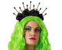 Couronne noire avec décorations de roses et épingles multicolores pour costume Halloween Gothique, cosplay et fêtes à thème