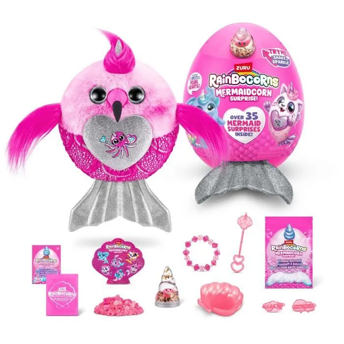 Zuru Mermaidcorn Surprise S7 - Peluche surprise licorne sirène avec queue brillante à éclore - 35 surprises incluses
