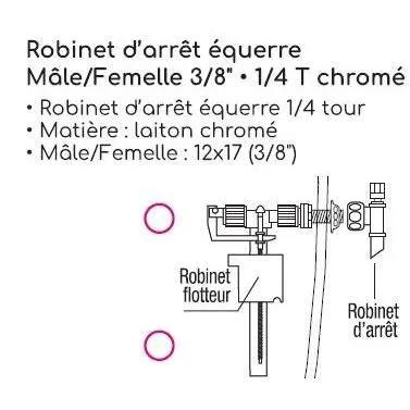 Edouard Rousseau Robinet d'arrêt équerre 1/4 de tour, laiton chromé, raccord mâle/femelle 12x17 (3/8")